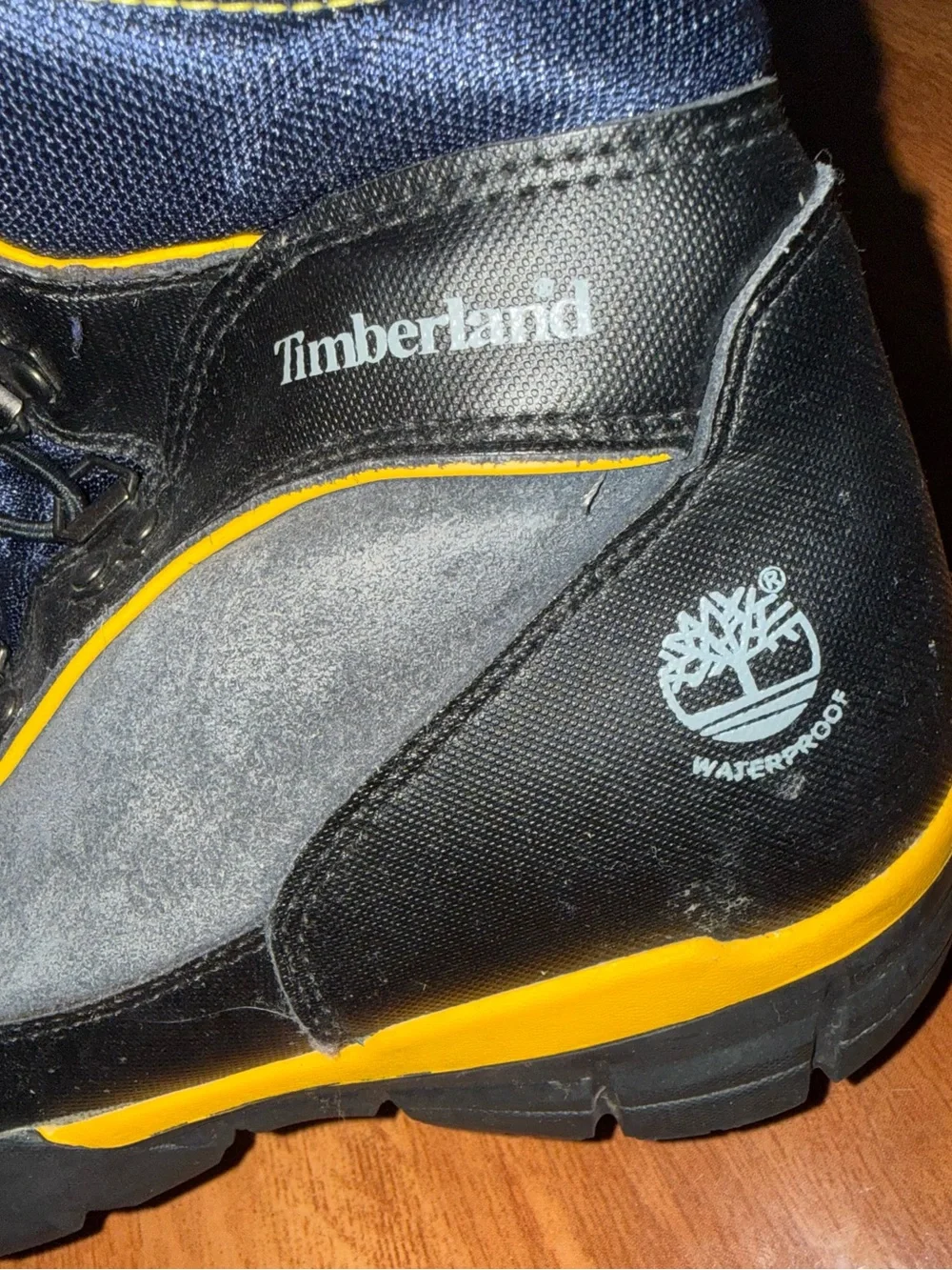 Timberland Black and Yellow Men's Waterproof Lace-Up Boots